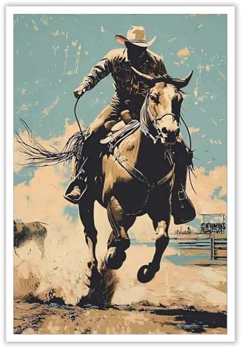 Vintage Western Cowboy Poster 12x16in Unframed