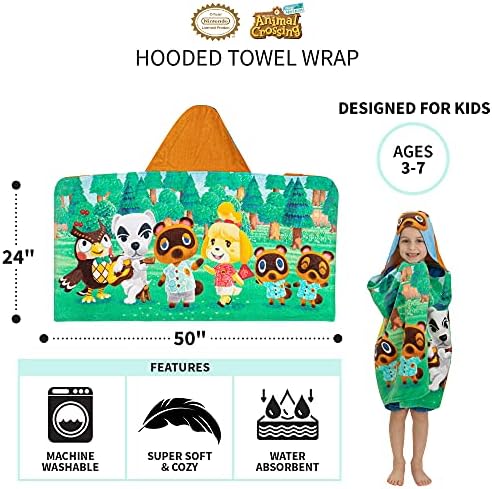 Franco Kids Bath Towel Wrap with Animal Crossing Design