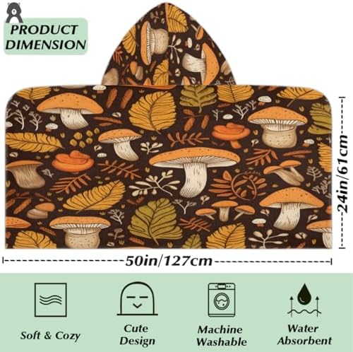 Pardick Kids Bath Towel with Hood and Mushroom Design