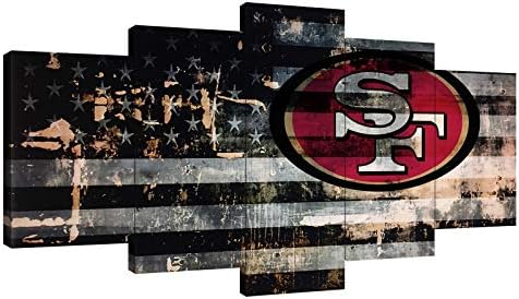 San Francisco 49ers Football Poster Set 5 Pieces Framed Wall Art