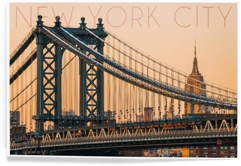 Lantern Press 8x12 Art Print New York City Orange Sky Bridge