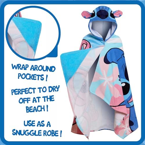Disney Stitch Hooded Towel Poncho for Kids