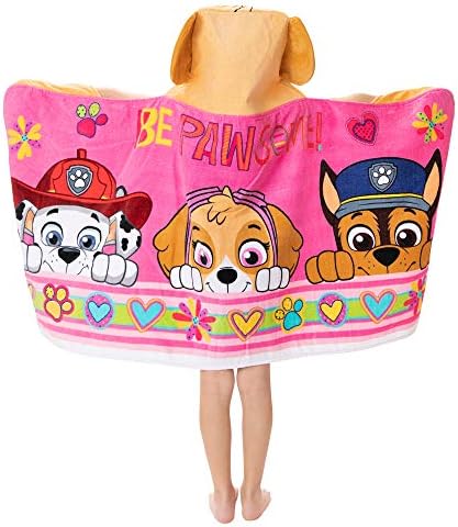 Franco Paw Patrol Pink Hooded Bath Towel Wrap for Kids