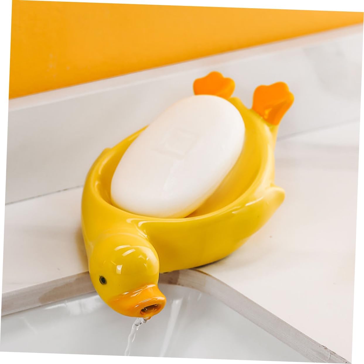 Cute Duck Ceramic Soap Holder with Self Draining Feature