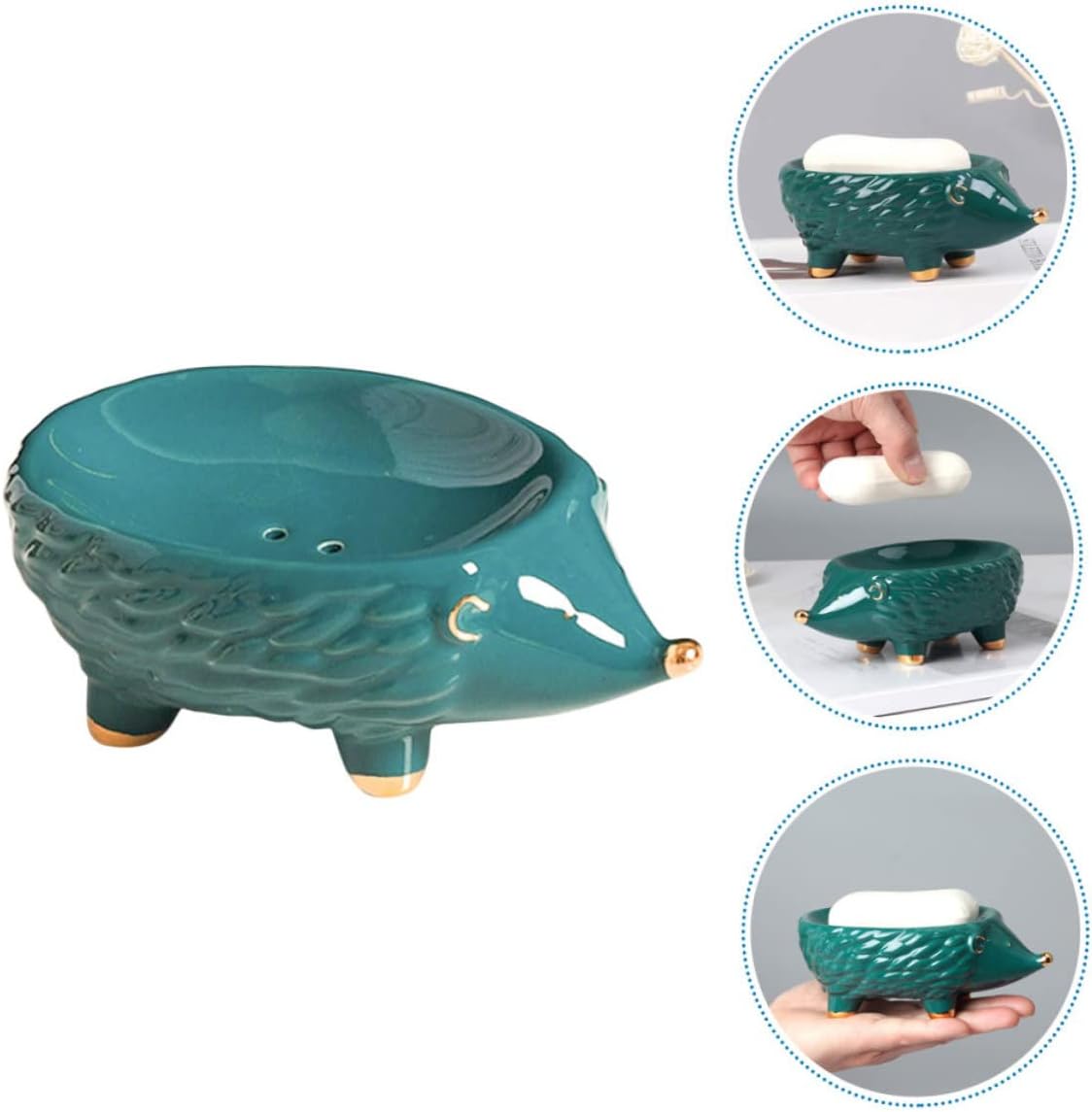 Cabilock Cartoon Ceramic Soap Holder with Drainage