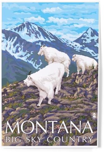 Lantern Press 8x12 Art Print Montana Big Sky Country Mountain Goats