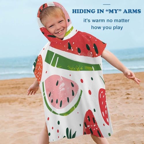 Bright Coral Red Kids Hooded Bath Towel