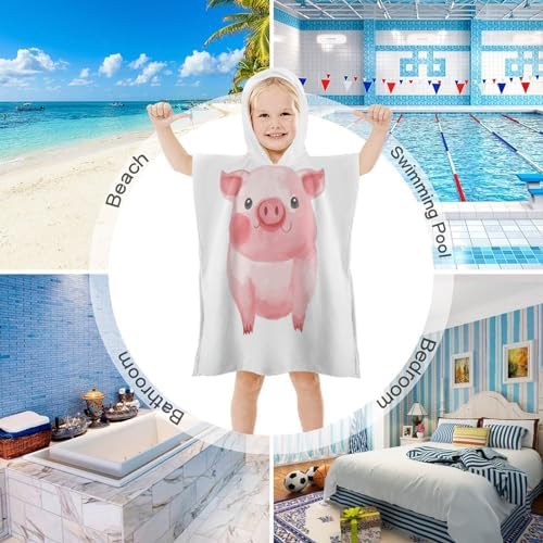 Kids Hooded Towel with Pig Print for Boys Girls