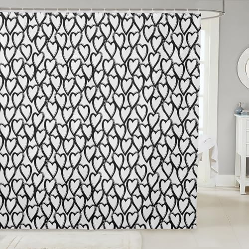 Erosebridal Heart Shaped Shower Curtain Set 72x72