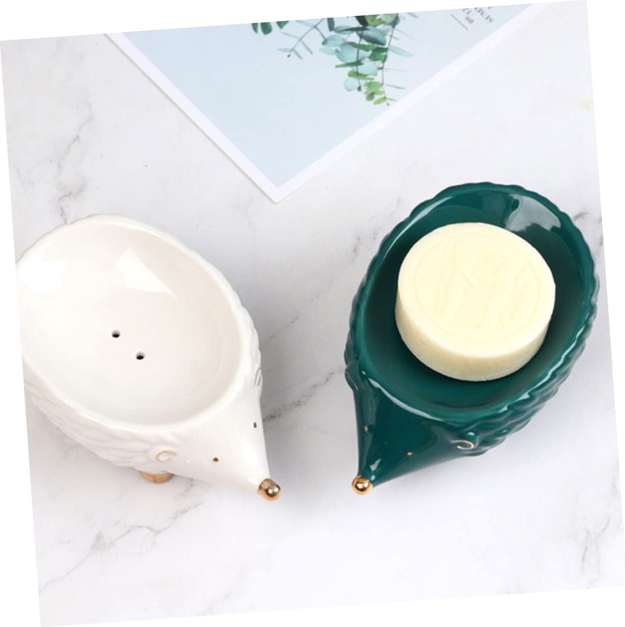 Elegant Nordic Ceramic Soap Holder with Cartoon Hedgehog Design