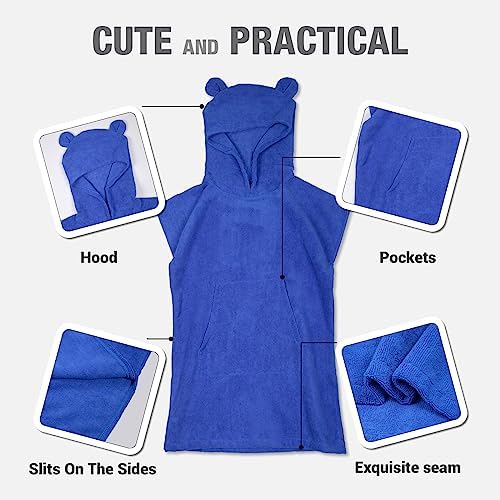 MissShorthair Kids Hooded Microfiber Towel Poncho