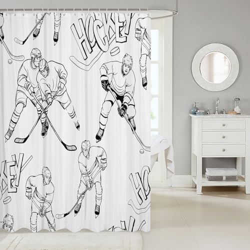 Feelyou Ice Hockey Shower Curtain Set for Kids Teens