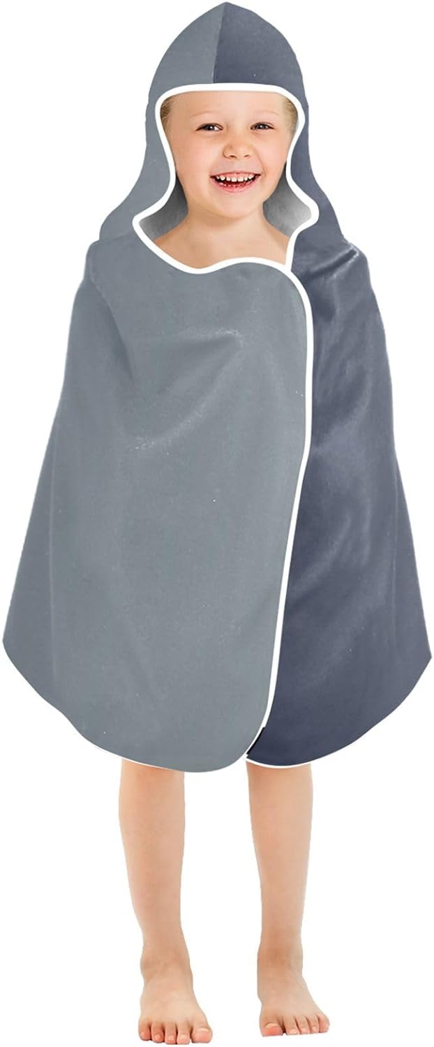 Blue Grey Gradient Kids Bath Towels with Hood