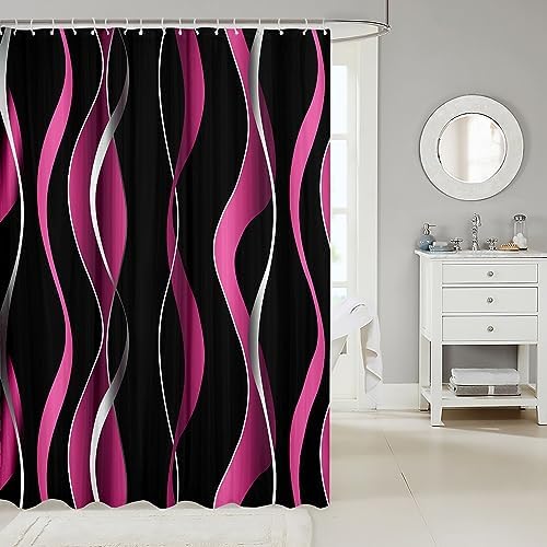 Feelyou Modern Abstract Art Stripe Shower Curtain Set