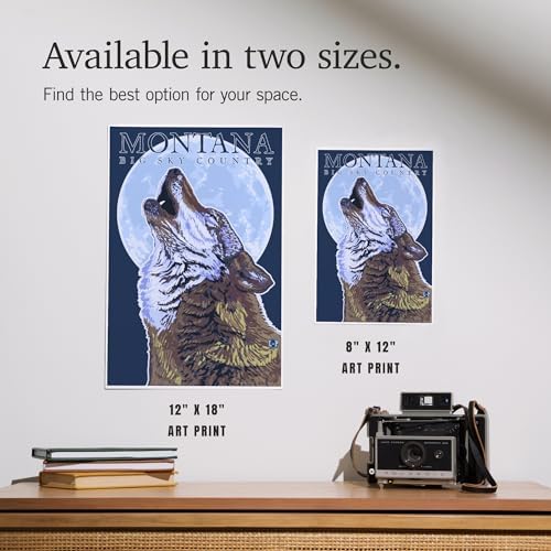 Lantern Press 8x12 Art Print Montana Big Sky Country Howling Wolf