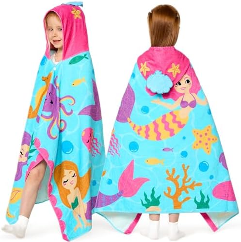 Joiedomi Mermaid Hooded Towel for Kids 30x50 Inch