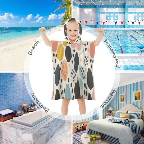 Kids Hooded Bath Towel with Dots and Circles