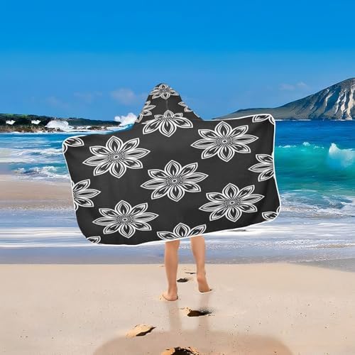 Msyxl Simple Flower Pattern Hooded Kids Bath Towel