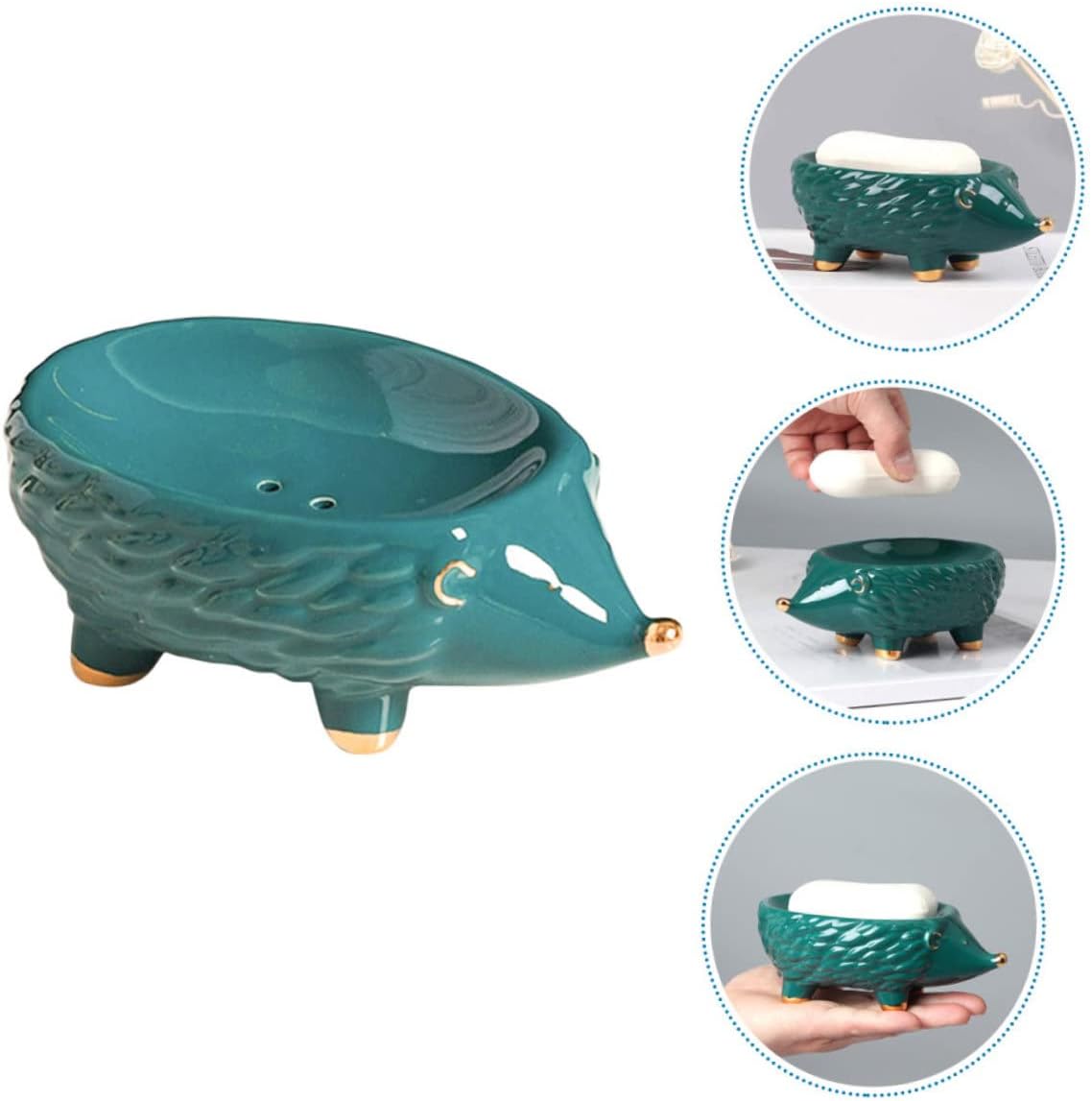 ABOOFAN Cartoon Hedgehog Soap Holder Ceramic Tray