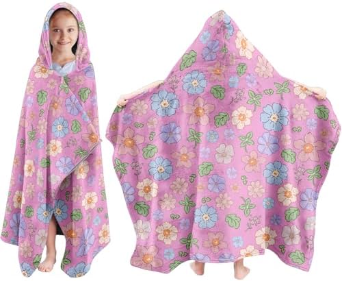 Cute Flower Hooded Bath Towel for Kids