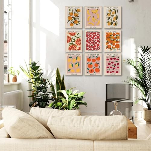 KBKBART Fruit Market Wall Art Print Set of 9
