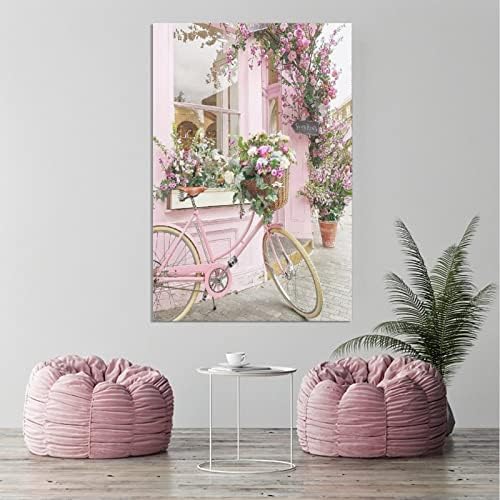 Paris Florist Romantic Pink Bike Wall Art Painting