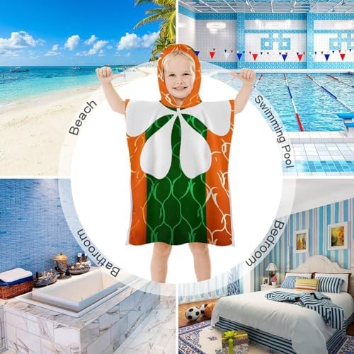 Kids Hooded Beach Towel with Leaf Print