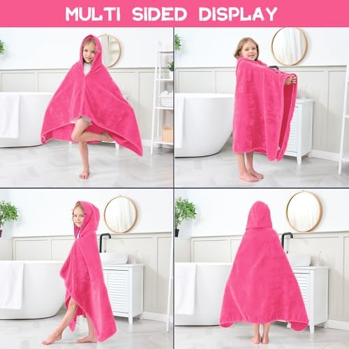 Hiturbo Kids Hooded Bath Towel - Pink 50x30 Inches