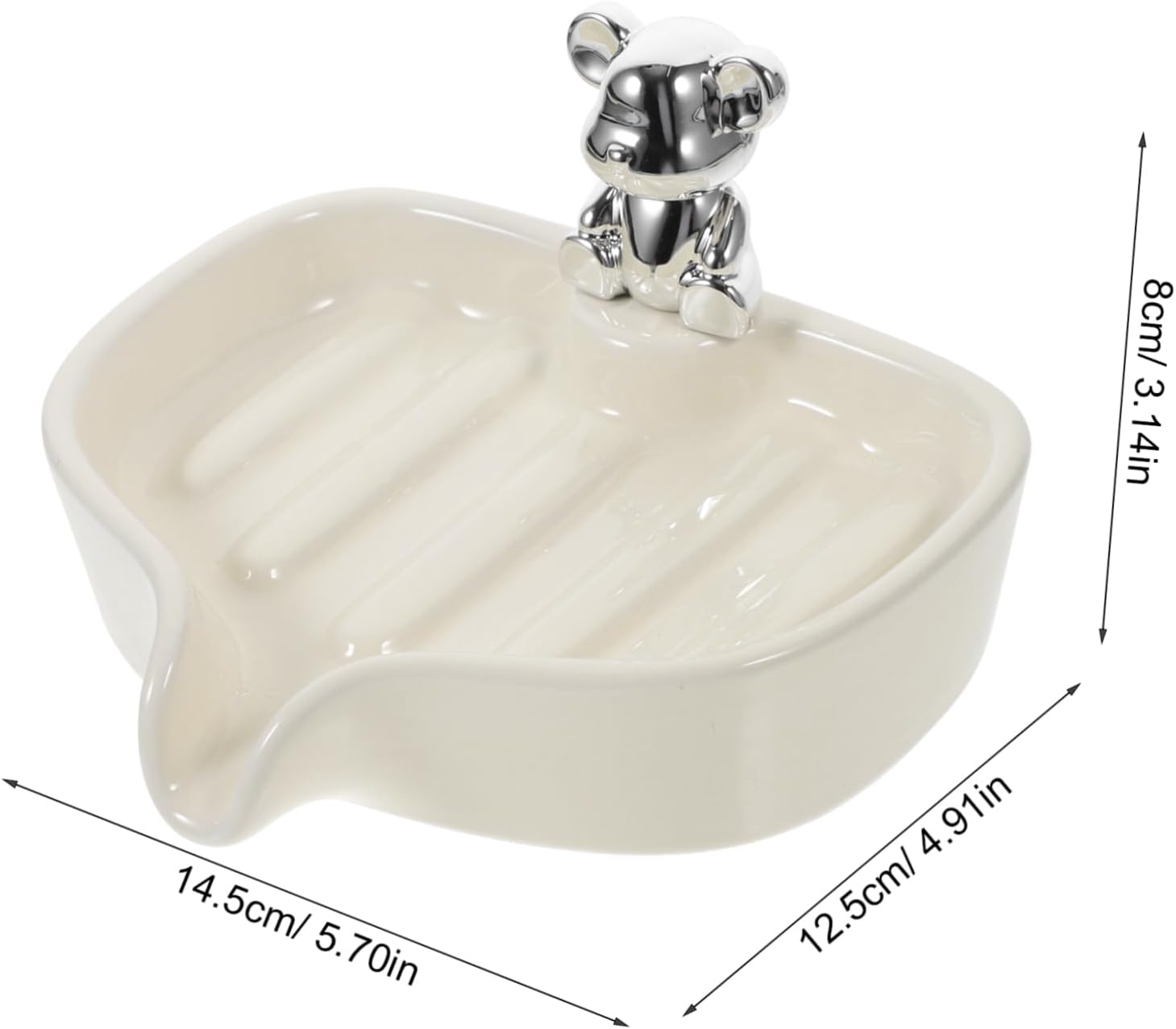 Bear Soap Holder Ceramic Draining Tray for Bathroom