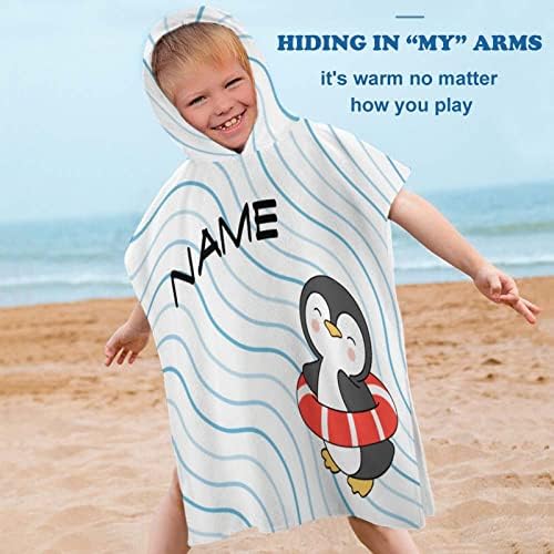 Custom Hooded Towel for Toddlers - Penguin Design