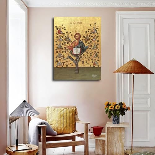 Jesus Christ Greek Orthodox Icon Framed Poster 12x16inch