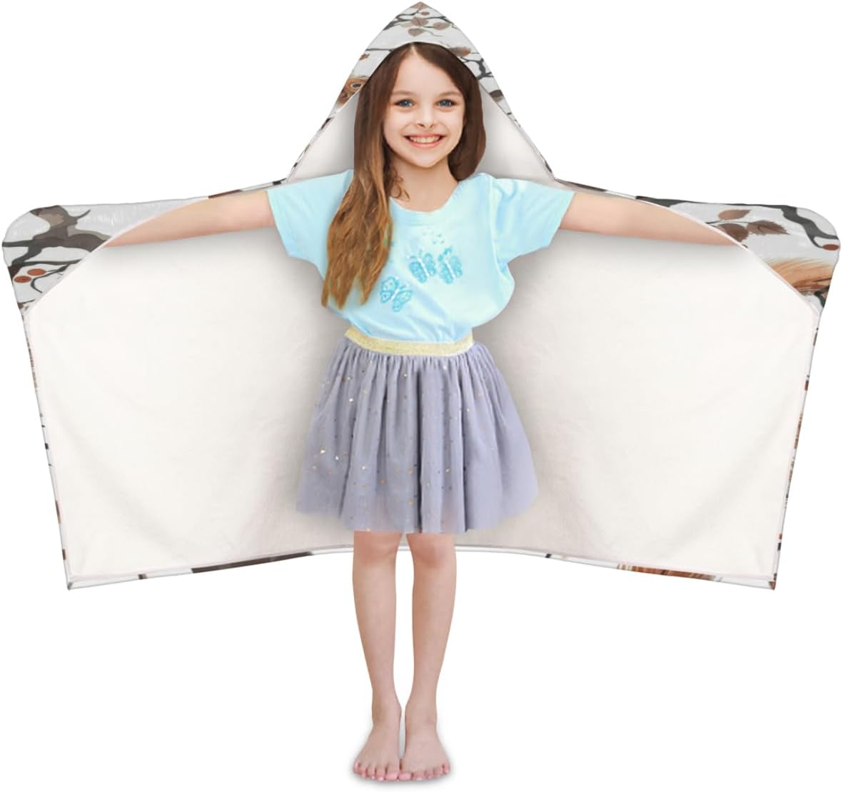 Squirrel Kids Hooded Beach Towel for Boys Girls
