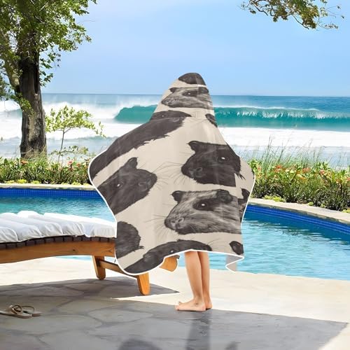 Msyxl Guinea Pig Pattern Hooded Kids Bath Towel