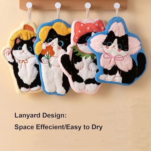 XYISWOT Cute Cat Shaped Coral Fleece Hand Towel