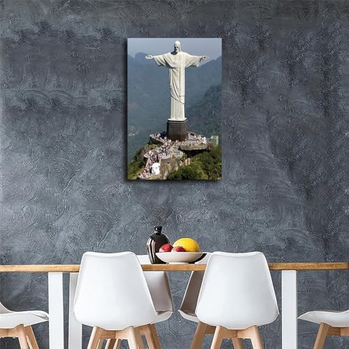 Christ The Redeemer Statue Poster 20x30 Inch Framed Canvas Wall Art Print