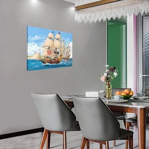 17th Century Spanish Sailing Ships Canvas Poster 24x16inch