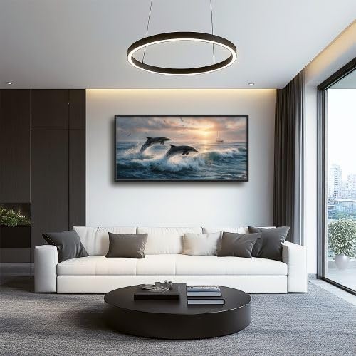 Lunavix 30x60 Ocean Canvas Wall Art Dolphin Decor