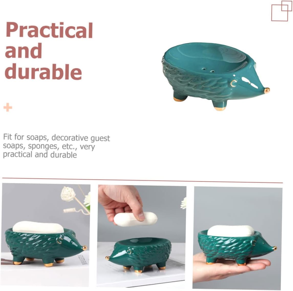 GLEAVI Cartoon Ceramic Hedgehog Soap Holder