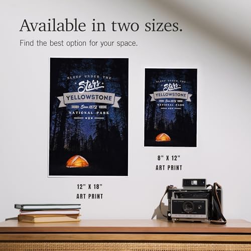 Lantern Press 8x12 Art Print Yellowstone Sleep Under the Stars Tent Night Sky