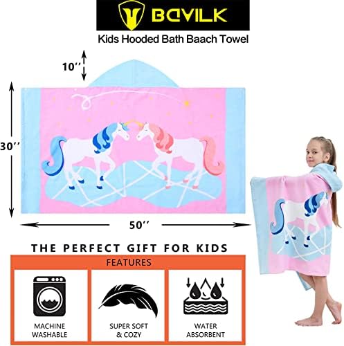 Kids Bath Towels with Hooded Design and Cute Cartoon Pattern