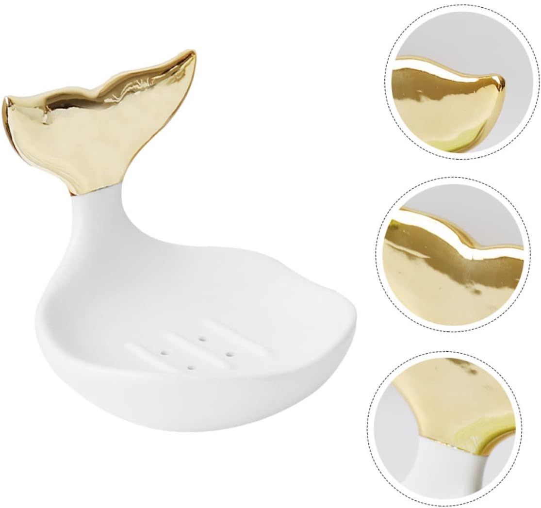 Unomor Mermaid Ceramic Soap Dish Bath Tub Organizer