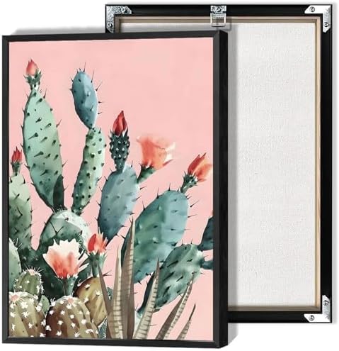 Vintage Desert Landscape Cactus Poster 16x24in Framed