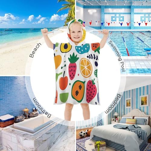 Kids Hooded Bath Towel with Fruit Print