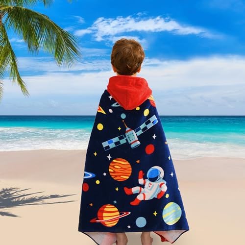 VOOVA MOVAS Space Theme Hooded Towel for Kids 3-10 Years