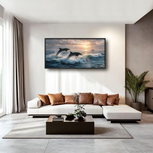 Lunavix 30x60 Ocean Canvas Wall Art Dolphin Decor