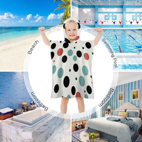 Kids Hooded Bath Towel with Polka Dot Print