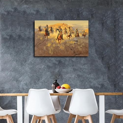 Buffalo Soldiers Framed Canvas Wall Art Poster