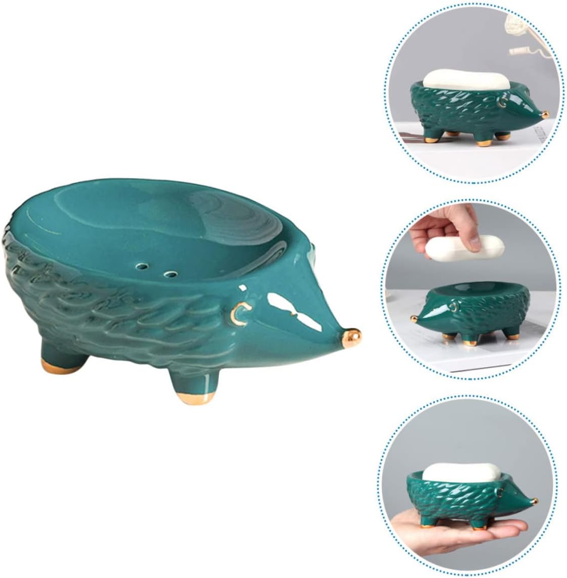 Elegant Nordic Ceramic Soap Holder with Cartoon Hedgehog Design
