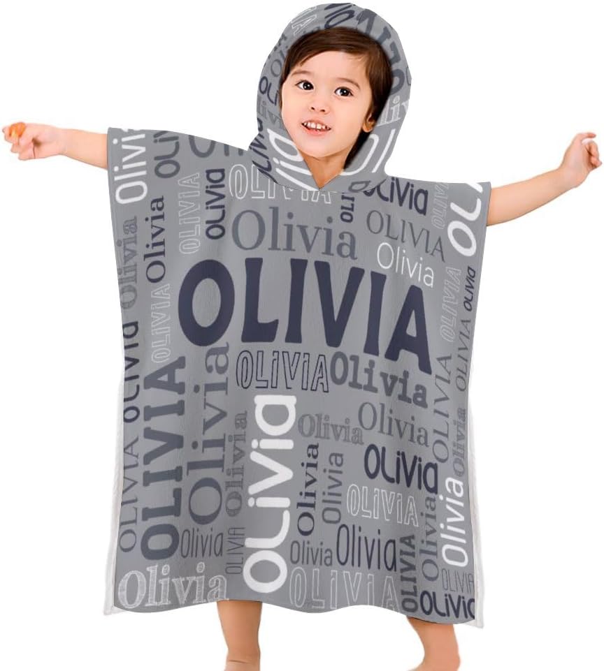 Husguciy Personalized Kids Hooded Bath Towel with Name