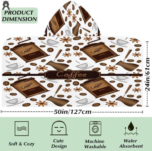 Lakiniss Classic Coffee Themed Kids Bath Towel 24x50 Inch